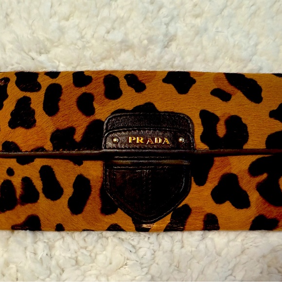 Prada Leopard Print Wallet with Gold Chain - Picture 1 of 13